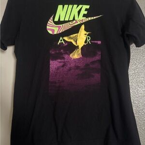 Nike Black Tee with Vibrant Green and Purple Graphic